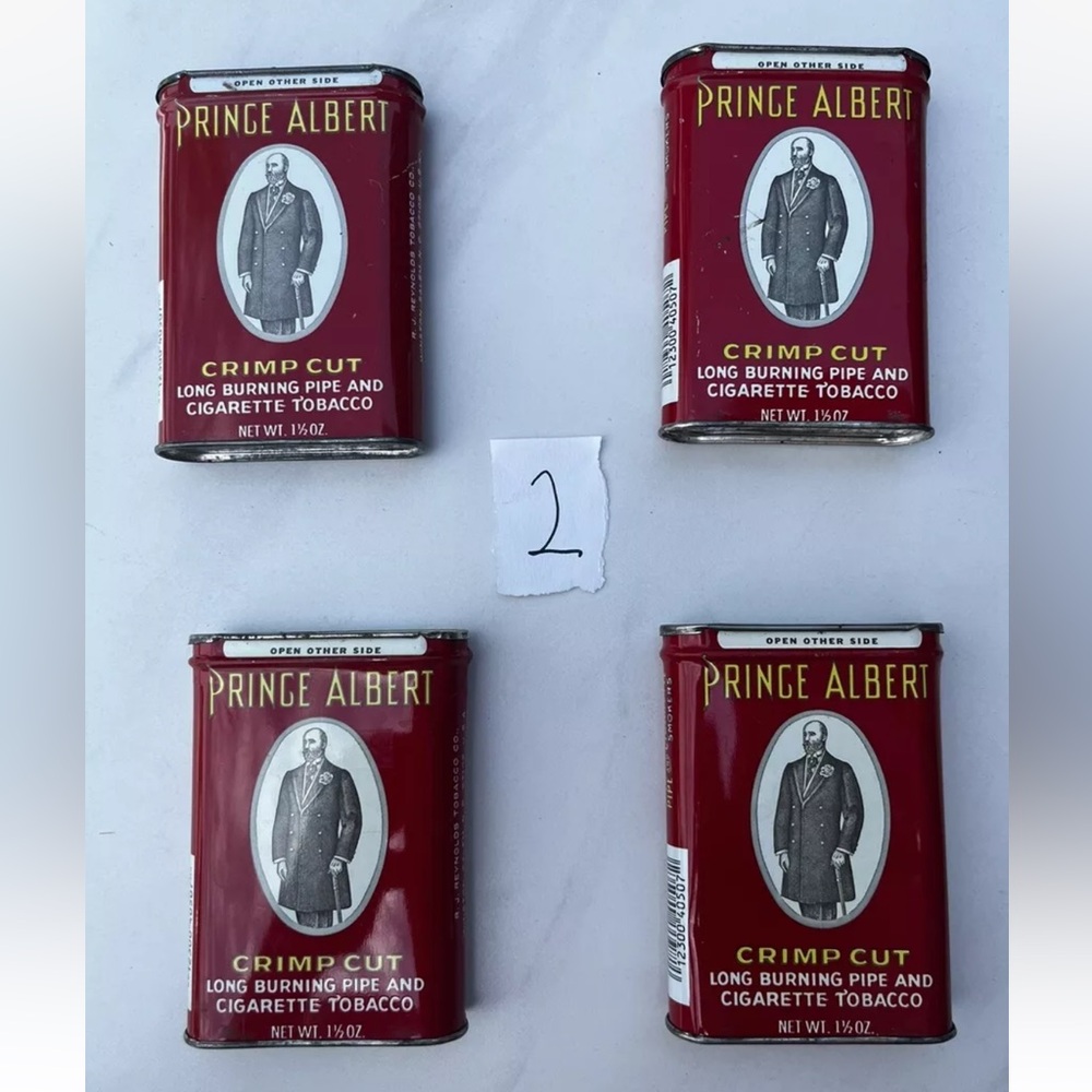 Vintage Lot of 4 Empty Prince Albert Cans - Collectible Tin Containers 2